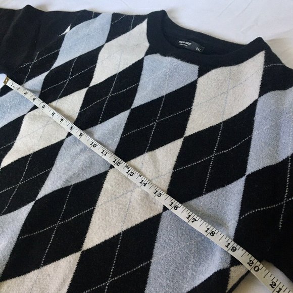 Shein Curve Navy Argyle Diamond Design Sweater Jumper Size 0XL - Picture 6 of 8